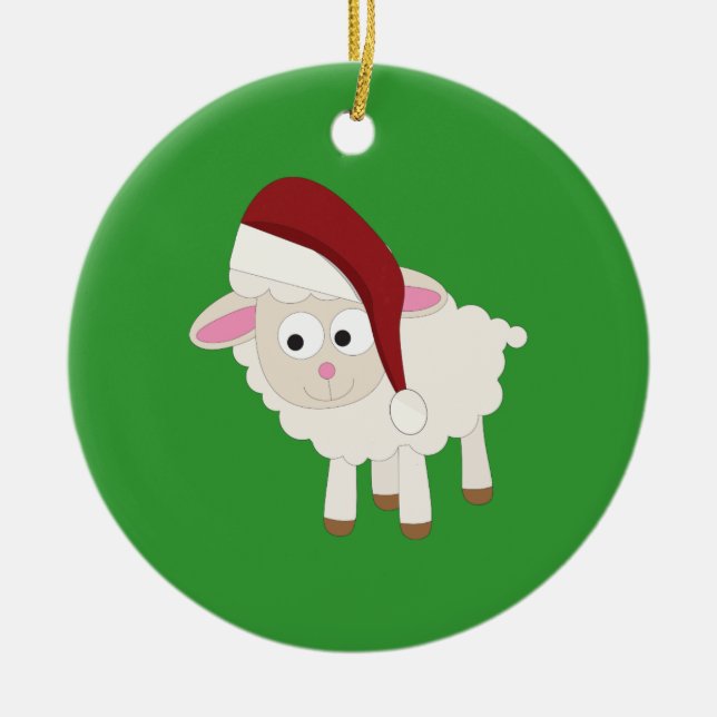 Ornamento De Cerâmica Lamb Natal (Frente)