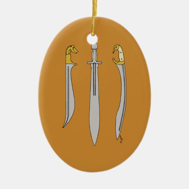 Ornamento De Cerâmica Lâminas da Grécia Antiga (Frente)