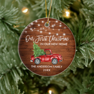 Ornamento De Cerâmica Lâmpadas De Caminhão De Natal De Wood 1 rua