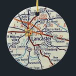 Ornamento De Cerâmica Lancaster PA<br><div class="desc">Enfeites de natal de mapa de safra do PA Lancaster.</div>
