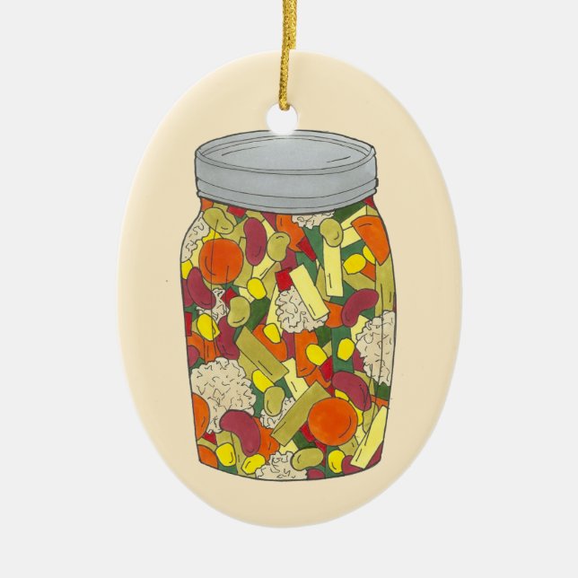 Ornamento De Cerâmica Lancaster PA Comida Neerlandesa Amish Enlatada Cho (Frente)