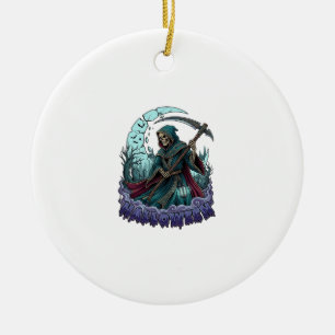 Ornamento De Cerâmica Lanterna da Foice do Ceifador do Halloween Lua Que