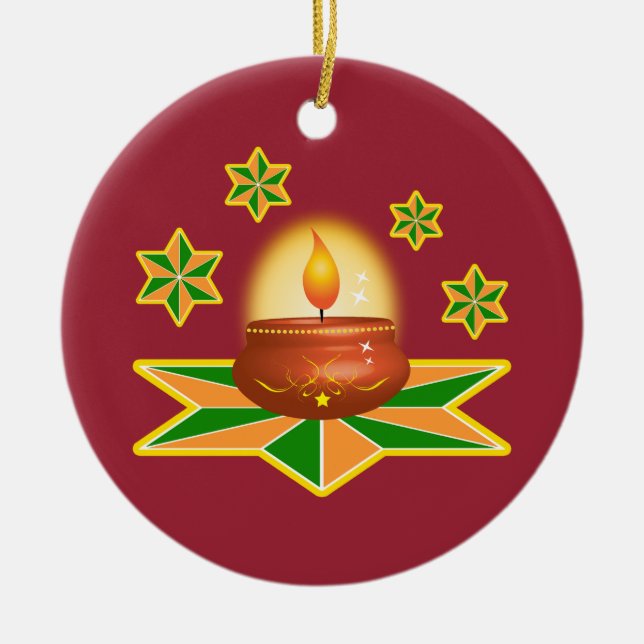 Ornamento De Cerâmica Lanterna de Diwali (Frente)