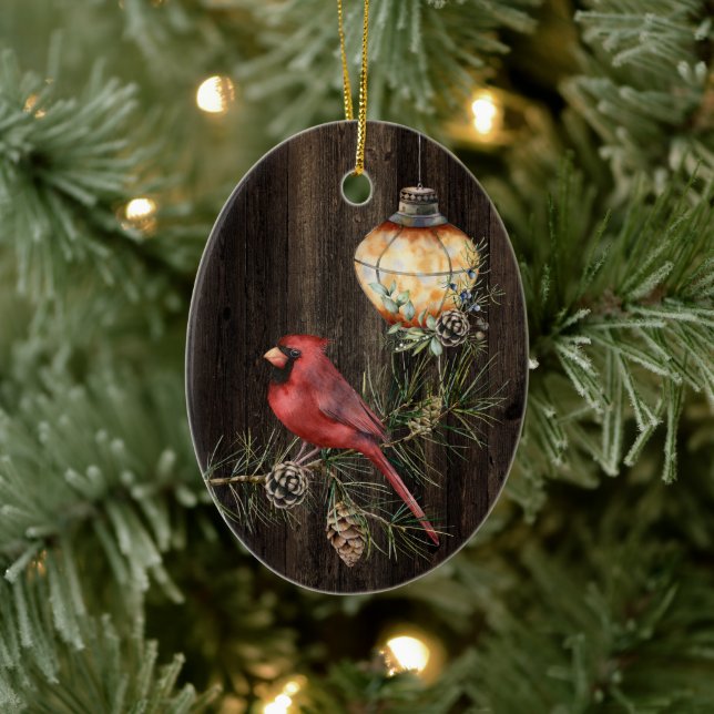 Ornamento De Cerâmica Lanterna russa personalizada e Natal de Redbird (Árvore)