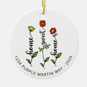 Ornamento De Cerâmica Lar Doce Lar Novo Endereço Flor