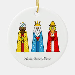 Ornamento De Cerâmica Lar Doce Lar & Três Homens Sábios