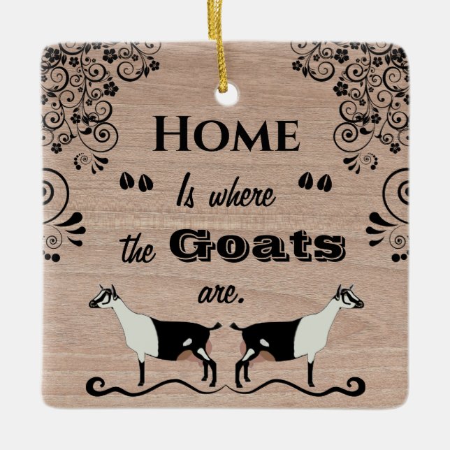 Ornamento De Cerâmica Lar é onde estão os Caprinos - Cabra Leiteira Alpi (Frente)