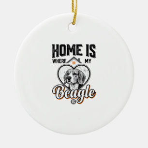 Ornamento De Cerâmica Lar é Onde Meu Beagle Está Design Vintage de Cacho