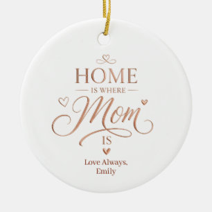 Ornamento De Cerâmica Lar Personalizado Onde a Mamãe Está Tipografia em 