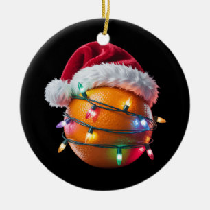 Ornamento De Cerâmica Laranja Amante Fruta Luzes de Natal Chapéu do Papa