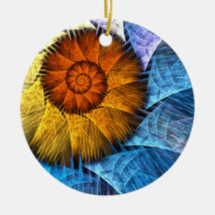 Ornamento De Cerâmica Laranja Amarelo Amarelo Abstrato