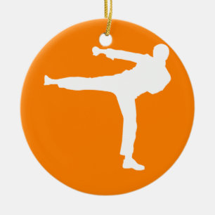 Ornamento De Cerâmica Laranja Artes Marciais