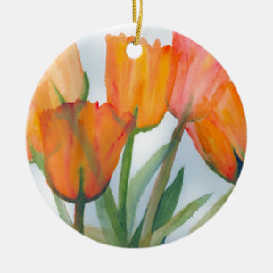 Ornamento De Cerâmica Laranja Citrus Tulips