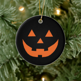 Ornamento De Cerâmica Laranja preto das bruxas do Halloween Jack o abóbo