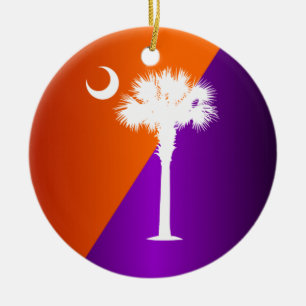 Ornamento De Cerâmica Laranja & roxo de South Carolina