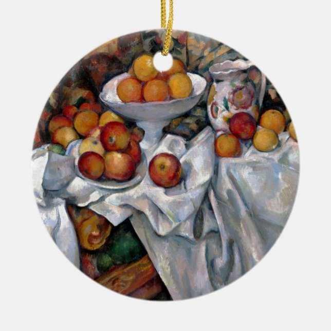Ornamento De Cerâmica Laranjas da Vida Estática - Paul Cezanne Pintura (Frente)