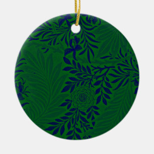 Ornamento De Cerâmica Larkspur em verde e azul vibrantes