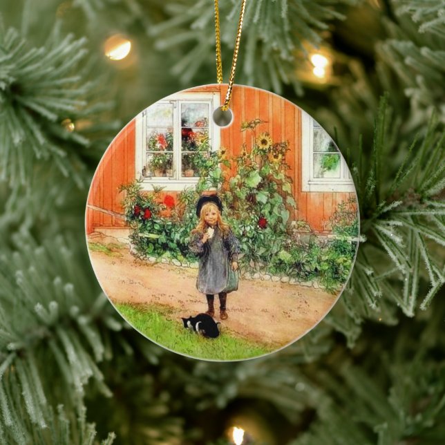 Ornamento De Cerâmica Larsson - Brita com um Gato e um Sanduíche (Árvore)