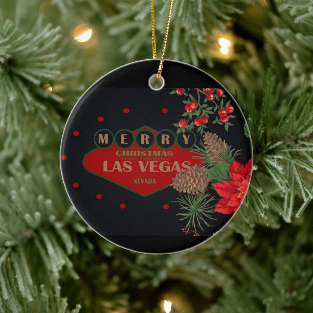 Ornamento De Cerâmica Las Vegas Christmas Personalized Ceramic Ornament (Árvore)