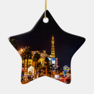 Ornamento De Cerâmica Las Vegas Night Lights Strip Eiffel Tower Casino