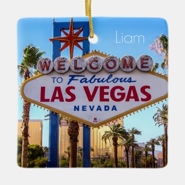 Ornamento De Cerâmica Las Vegas Personalizadas (Frente)