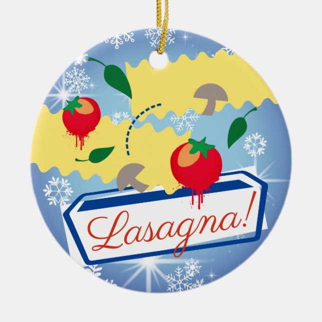 Ornamento De Cerâmica Lasagna Italian food Christmas tree ornament (Frente)