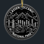 Ornamento De Cerâmica Lassen Volcanic Park California Monoline<br><div class="desc">Lassen design de parque nacional vulcânico em estilo minimalista e monolítico</div>