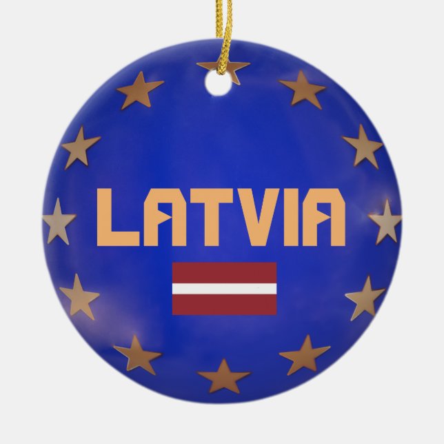 Ornamento De Cerâmica Latvia European Union Christmas Ornament (Frente)