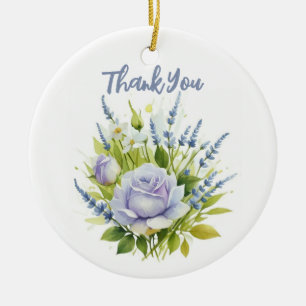 Ornamento De Cerâmica Lavanda de aquarelas Flores selvagens