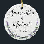 Ornamento De Cerâmica Lavanda e Eucalyptus<br><div class="desc">Um design elegante e vintage com eucalipto e lavanda pintado em cor d'água romântica. Para começar a alterar o nome, clique em "Personalizar este modelo" e edite o texto nas caixas modelo. Para acessar as ferramentas de edição mais avançadas, role para baixo até "Clique para personalizar mais". Assim que estiver...</div>