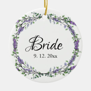 Ornamento De Cerâmica Lavanda e Eucalyptus Bride