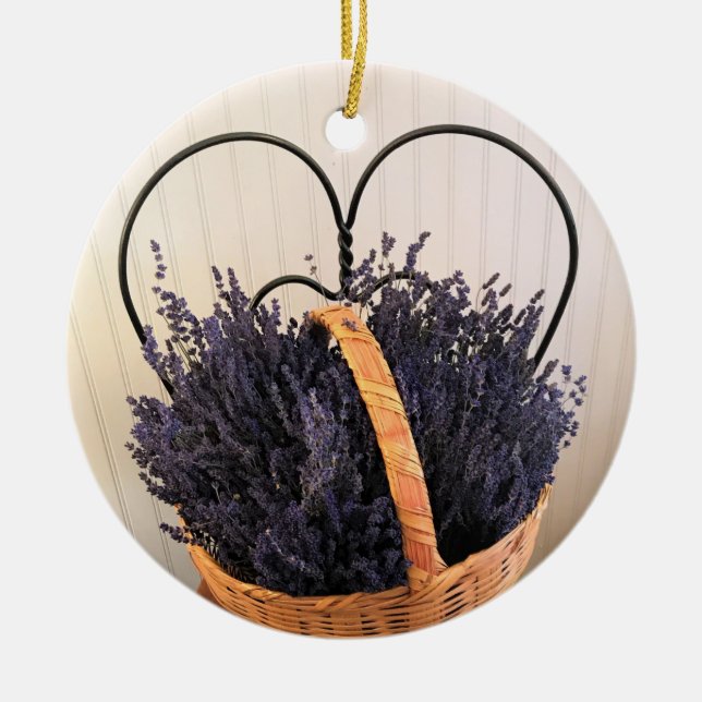 Ornamento De Cerâmica Lavanda em uma cesta (Frente)