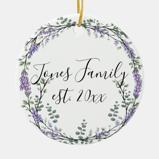 Ornamento De Cerâmica Lavanda Eucalyptus purple botânico (Frente)