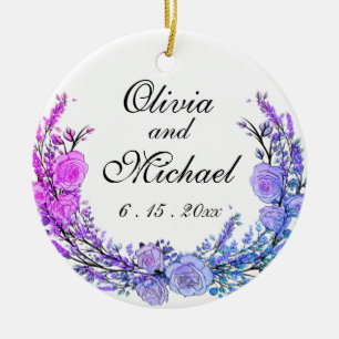 Ornamento De Cerâmica Lavanda, Eucalyptus, rosas roxas de teal rosa