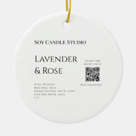 Ornamento De Cerâmica Lavanda soy candela com rosa adicione q r código t