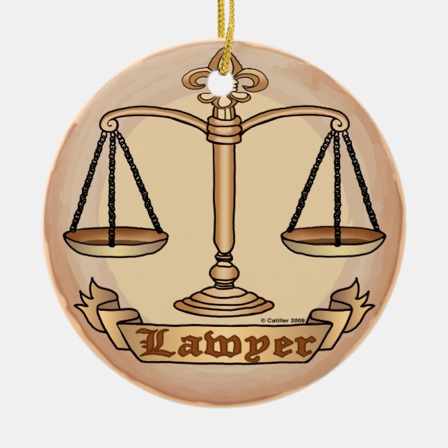Ornamento De Cerâmica Lawyer Justice Scales (Frente)