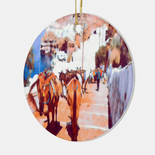 Ornamento De Cerâmica ldp SANTORINI - Donkey trail - Fira -