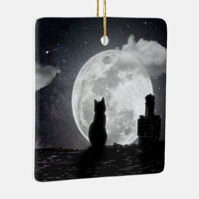 Ornamento De Cerâmica Le chat rêve de lune (Direito )