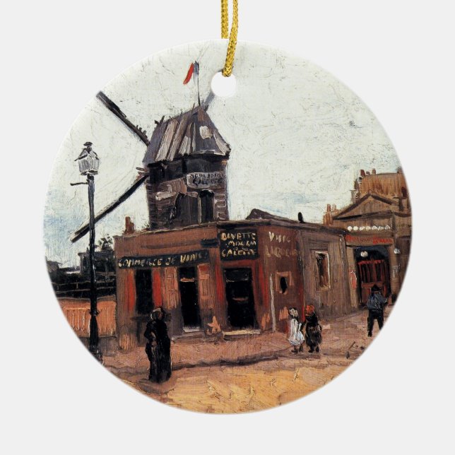 Ornamento De Cerâmica Le Moulin de la Galette por Vincent van Gogh (Frente)