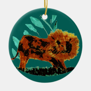 Ornamento De Cerâmica Leafy Lion Wild Animal