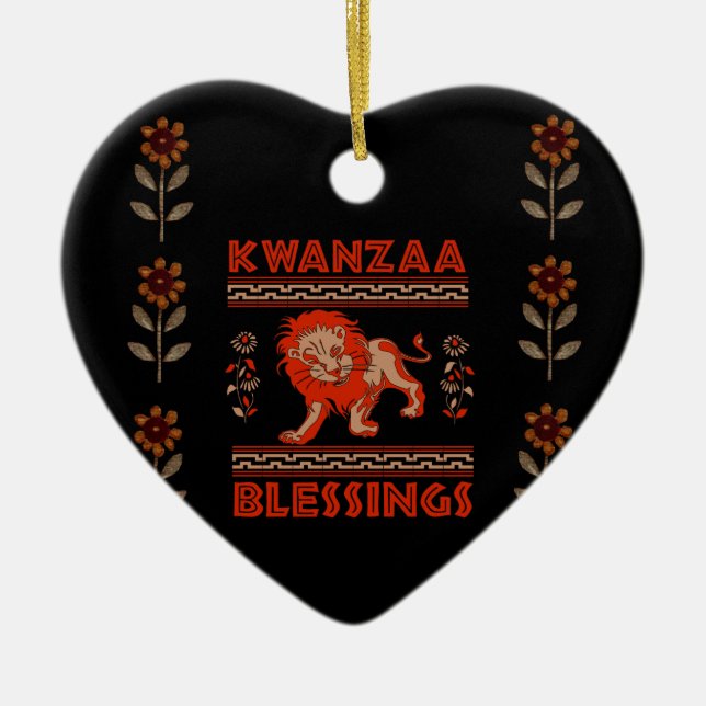 Ornamento De Cerâmica Leão de Kwanzaa (Frente)