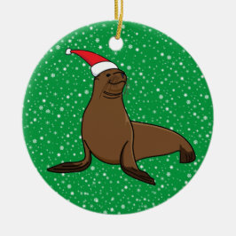 Ornamento De Cerâmica Leão do Mar Cento no Natal