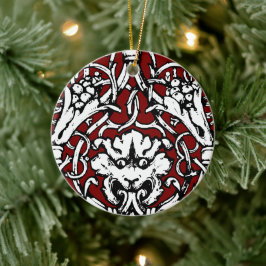 Ornamento De Cerâmica Leão Knotwork do Século 20 inicial