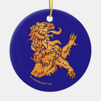 Ornamento De Cerâmica Leão no azul