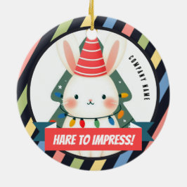Ornamento De Cerâmica Lebre para Impressionar! Natal no Escritório