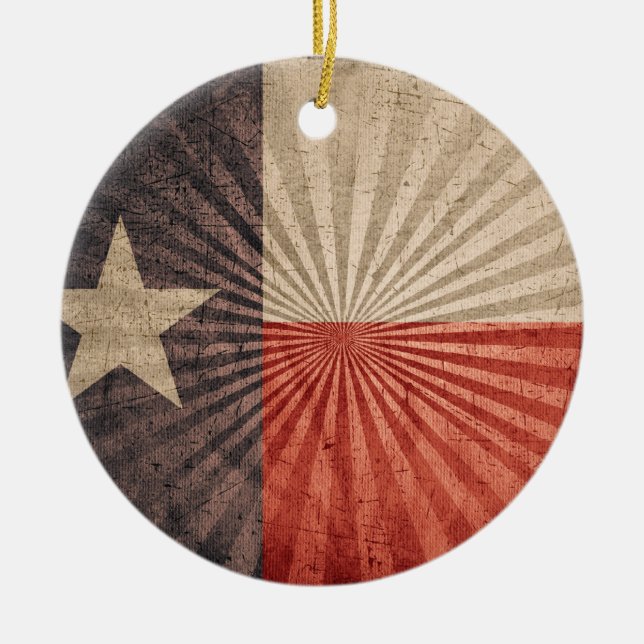 Ornamento De Cerâmica Legal Grunge Texas Flag (Frente)