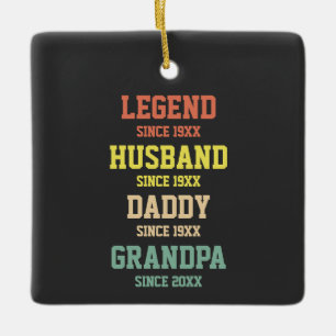 Ornamento De Cerâmica Legenda Retro Personalizada Avô Pai Marido