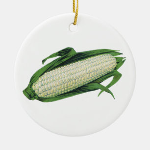Ornamento De Cerâmica Legumes de alimentos vintage Milho branco na espig