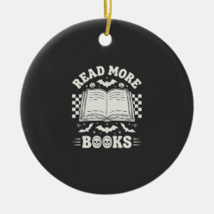 Ornamento De Cerâmica Leia Mais Livros Retro Halloween Amante de Livros