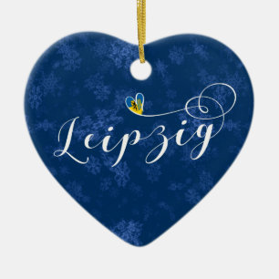 Ornamento De Cerâmica Leipzig Heart, Ornament de Árvore de Natal, Alema